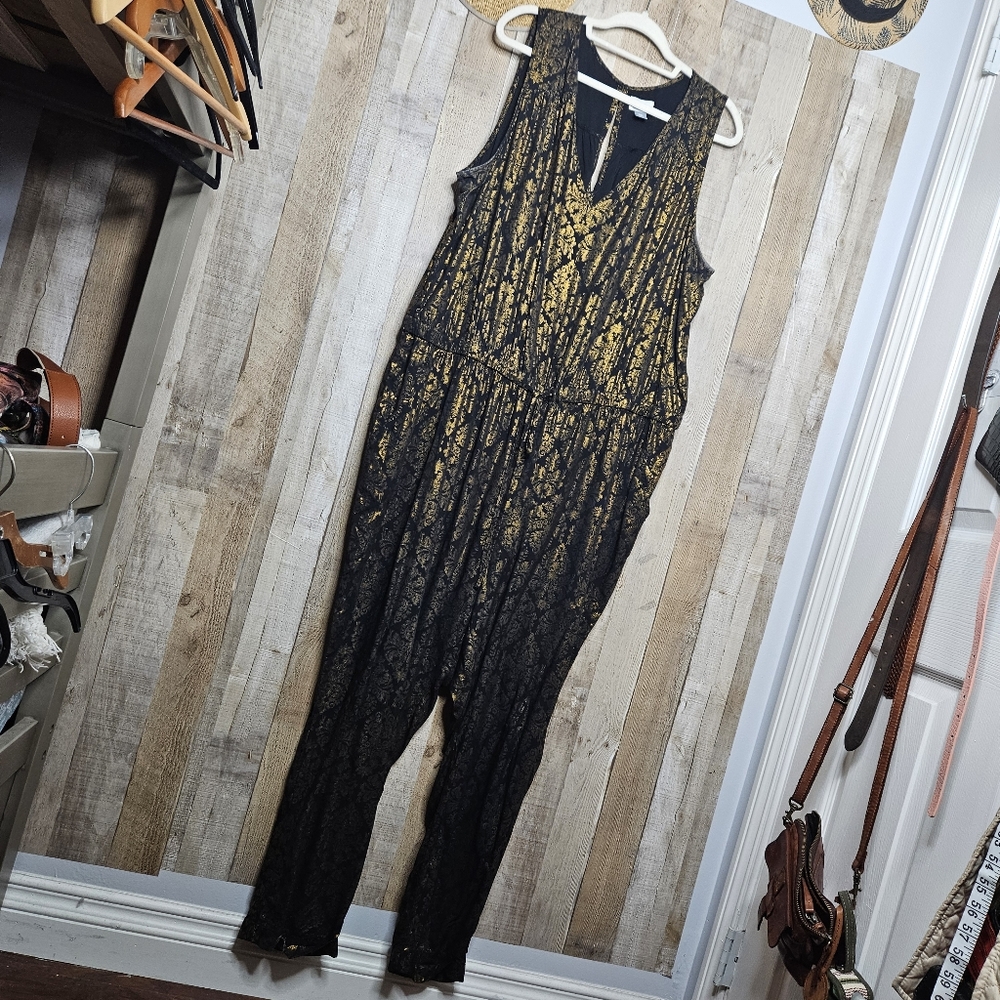 Old Navy Black and Gold Lace Jumpsuit